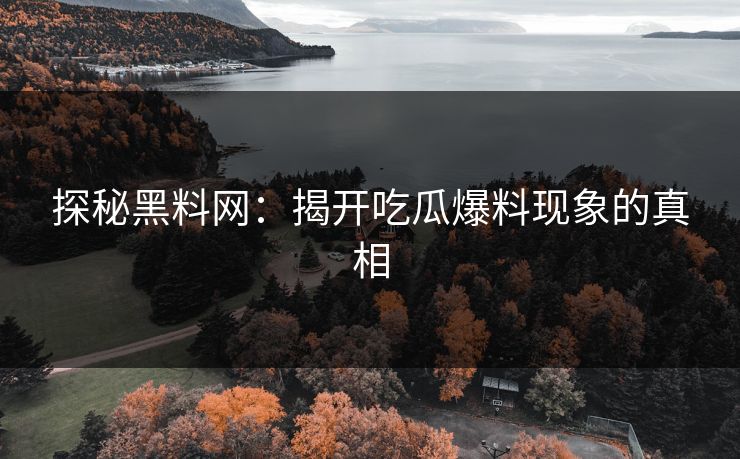 探秘黑料网：揭开吃瓜爆料现象的真相