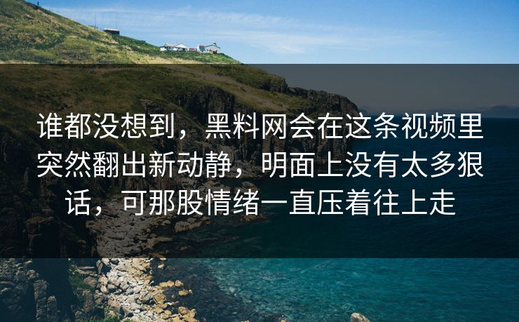 谁都没想到，黑料网会在这条视频里突然翻出新动静，明面上没有太多狠话，可那股情绪一直压着往上走
