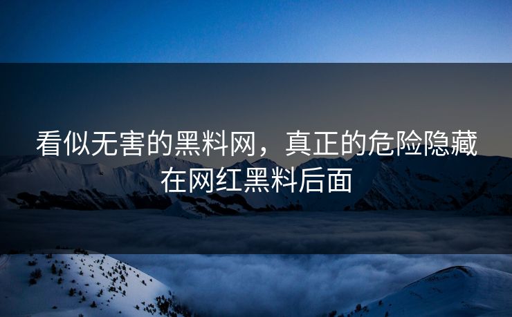 看似无害的黑料网，真正的危险隐藏在网红黑料后面