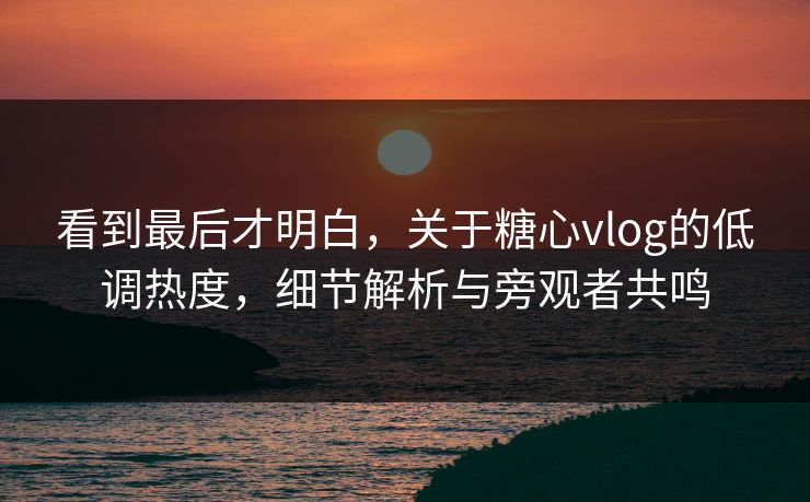 看到最后才明白，关于糖心vlog的低调热度，细节解析与旁观者共鸣