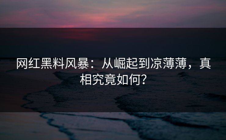 网红黑料风暴：从崛起到凉薄薄，真相究竟如何？